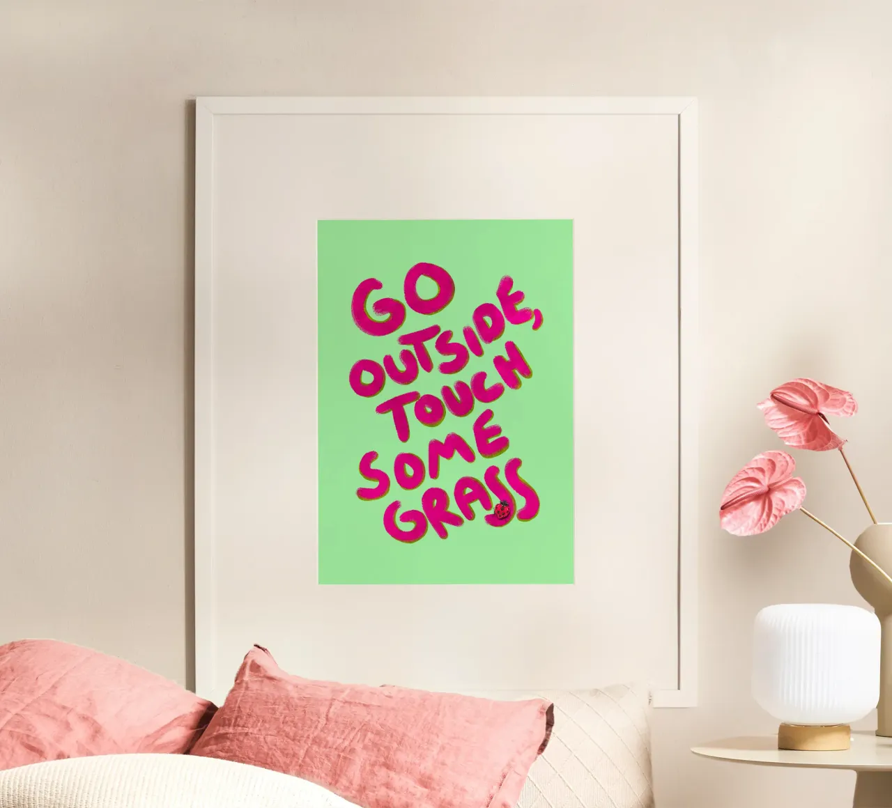 Go outside, touch some grass - handlettering hahnemühle de Illustration Raissa Oltmanns
