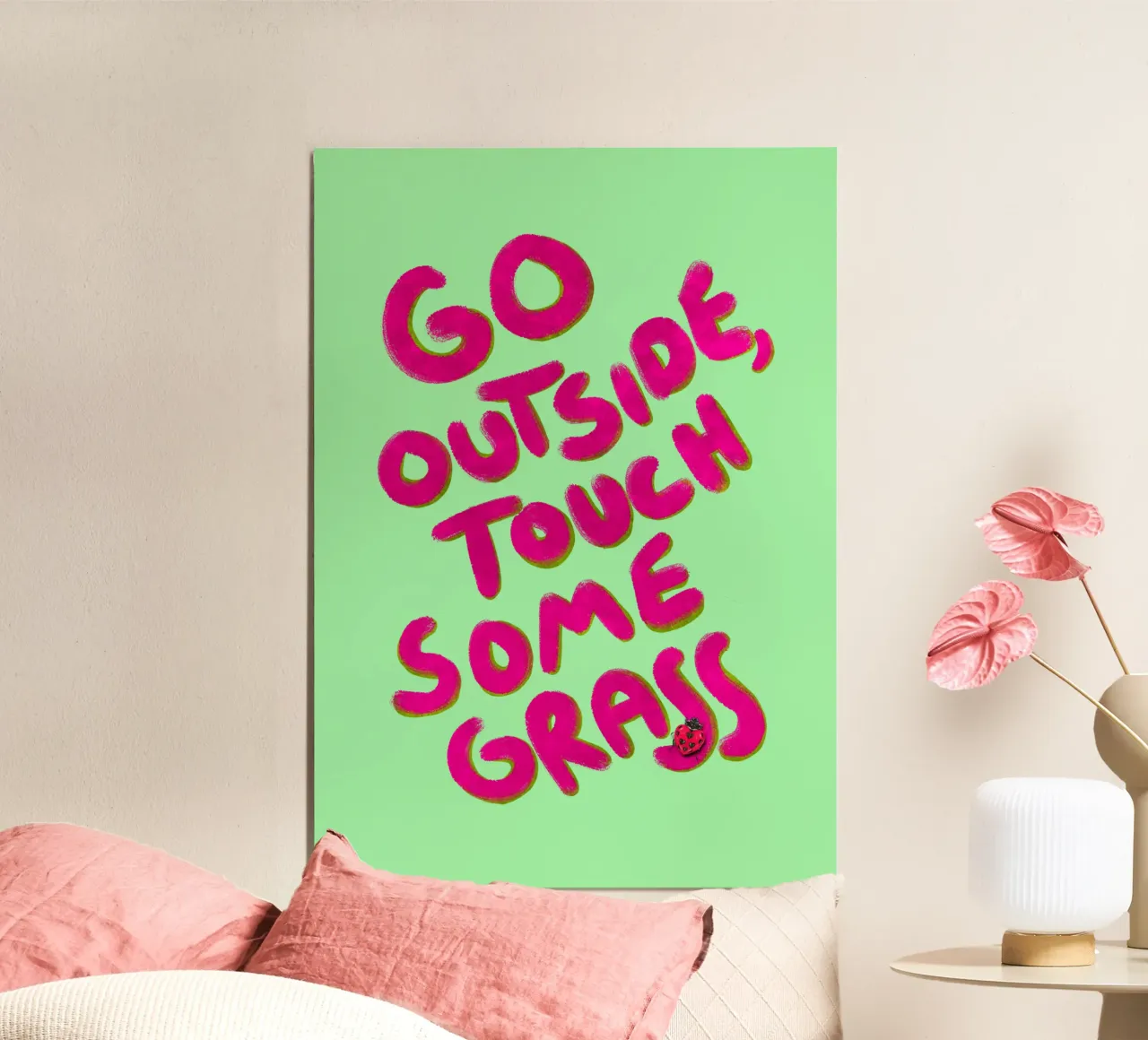 Go outside, touch some grass - handlettering carta hahnemühle da Illustration Raissa Oltmanns