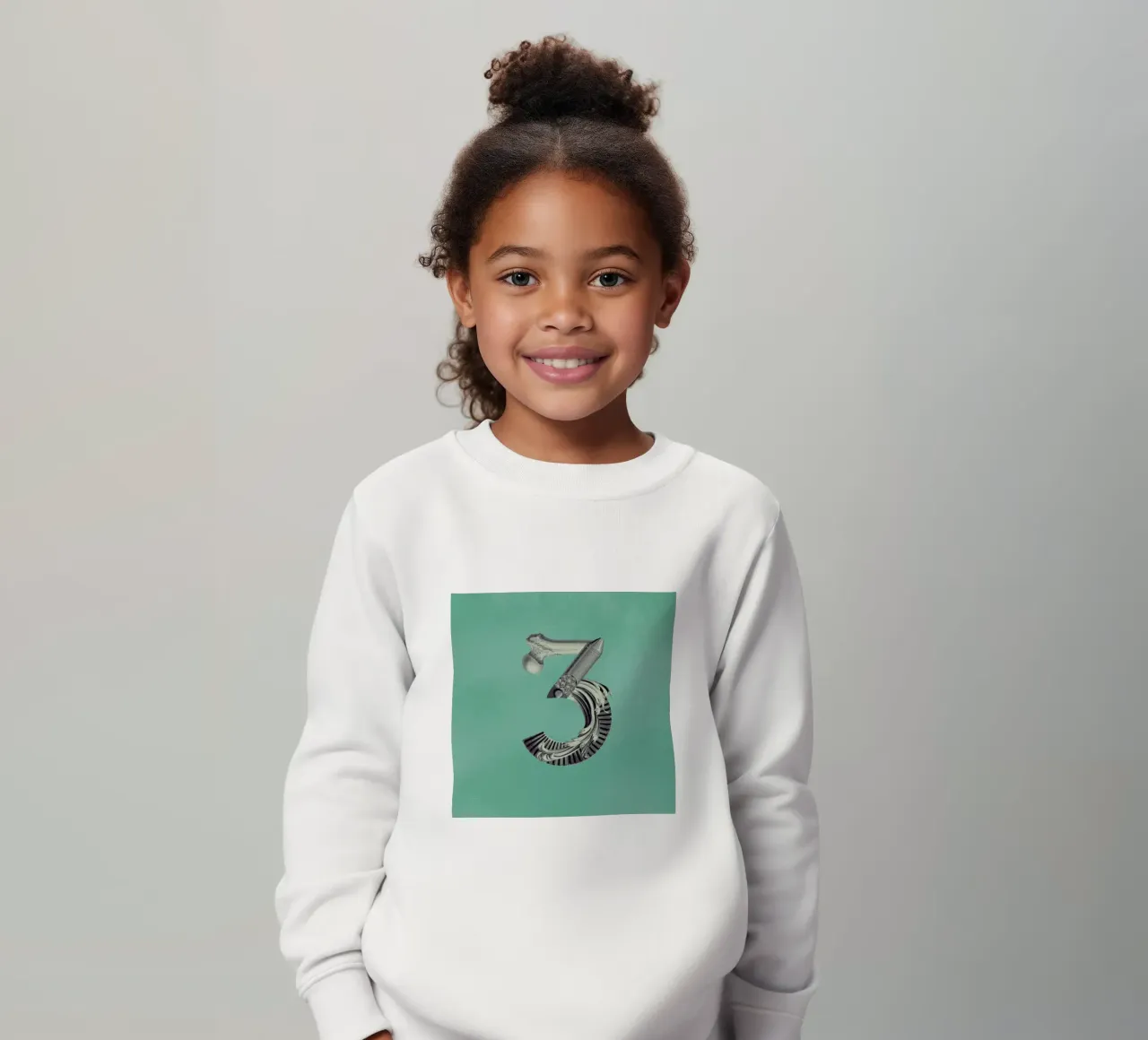 Steampunk Alphabet Number 3 kids sweatshirt by Birgit Palma