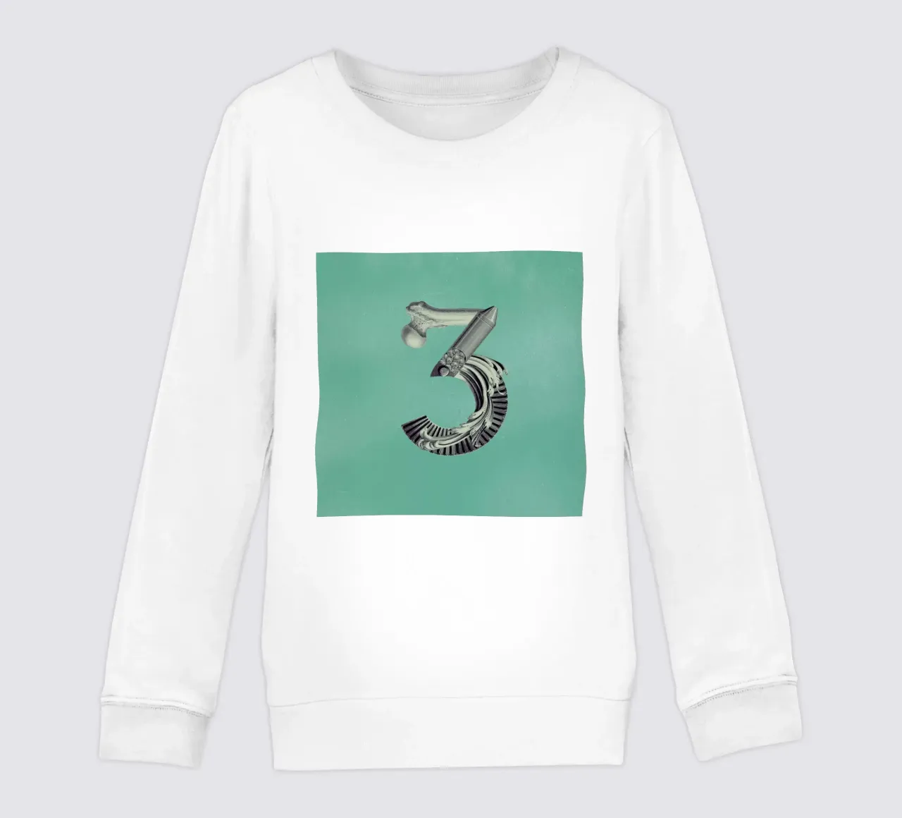 Steampunk Alphabet Number 3 kids sweatshirt by Birgit Palma