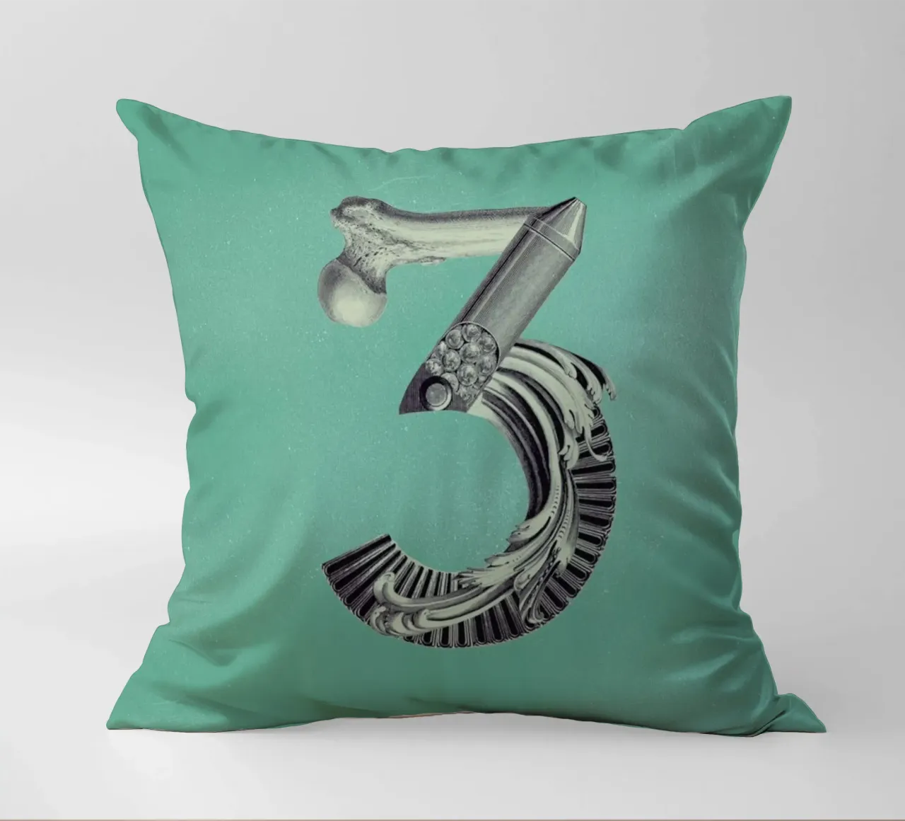 Steampunk Alphabet Number 3 cuscino da Birgit Palma