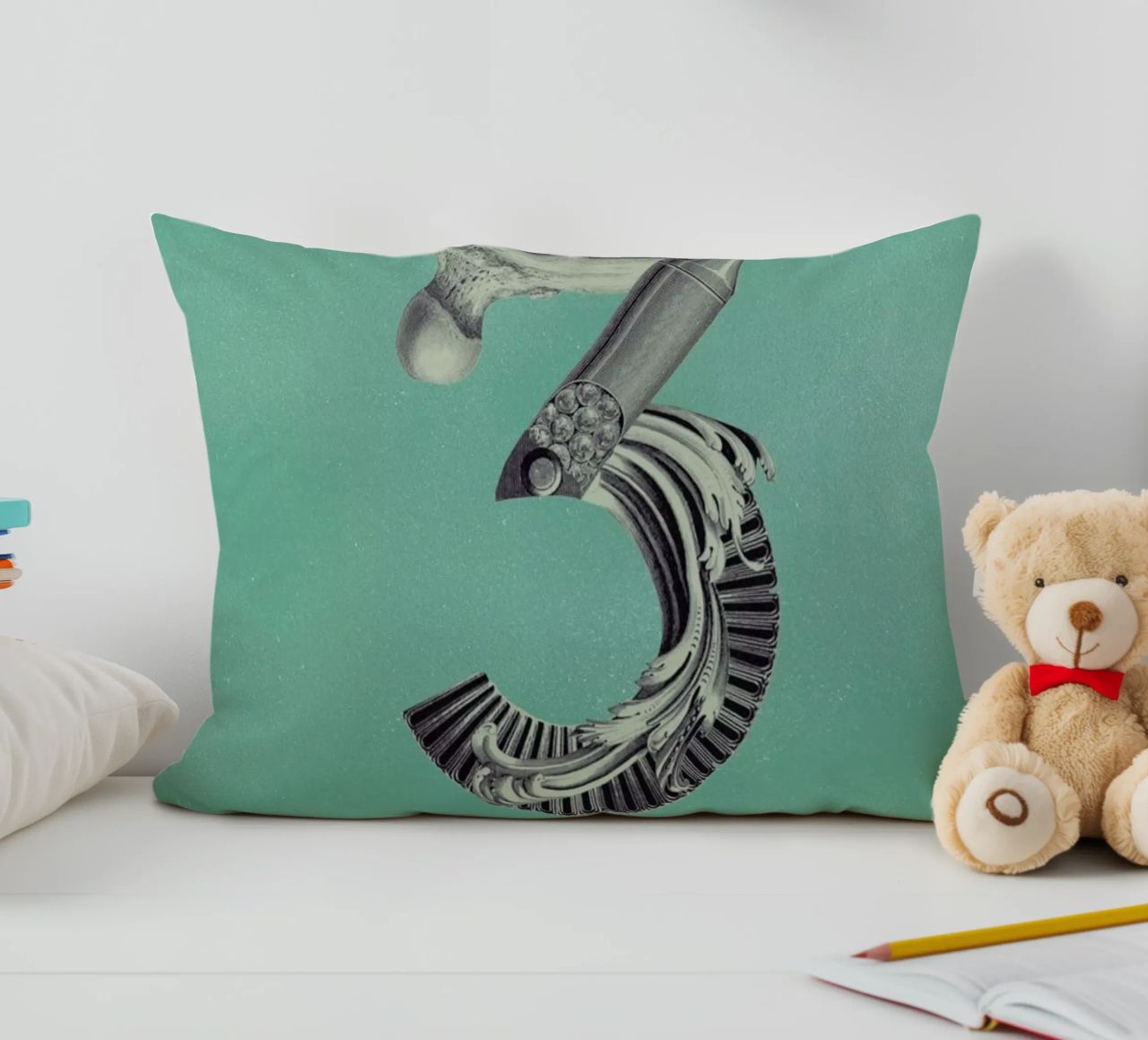 Steampunk Alphabet Number 3 cuscino da Birgit Palma