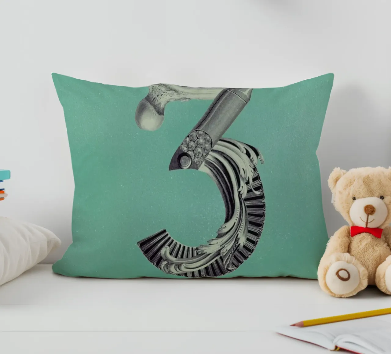 Steampunk Alphabet Number 3 cuscino da Birgit Palma