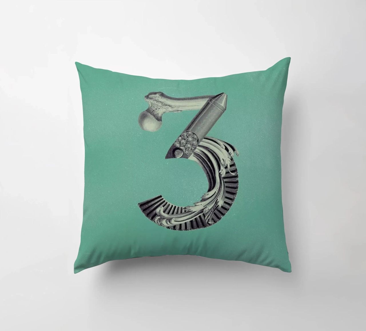Steampunk Alphabet Number 3 cuscino da Birgit Palma