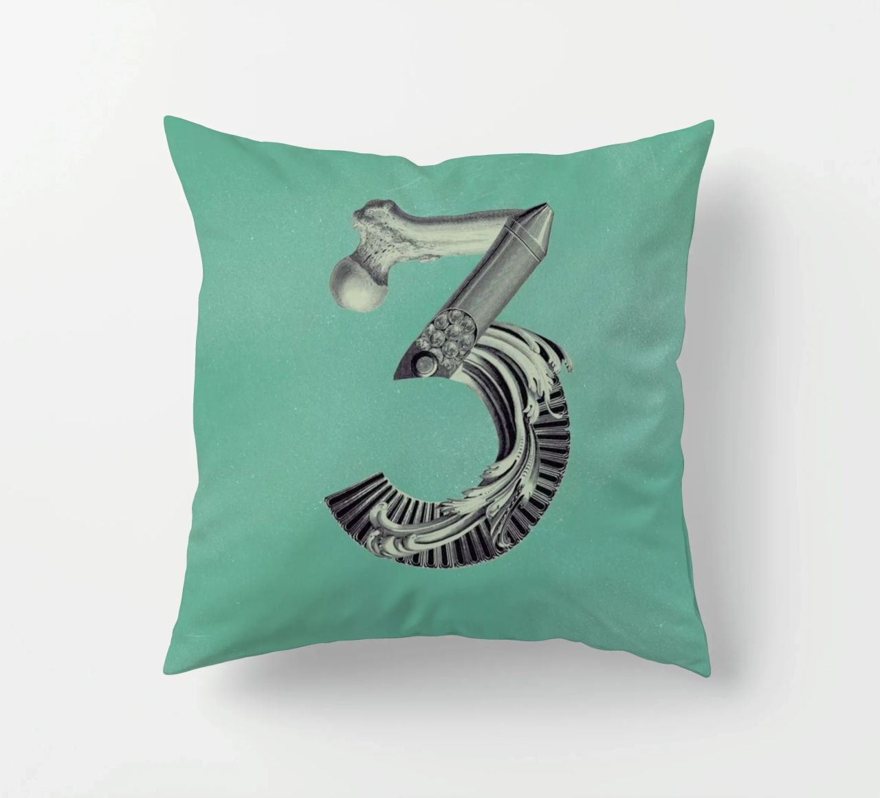 Steampunk Alphabet Number 3 cuscino da Birgit Palma