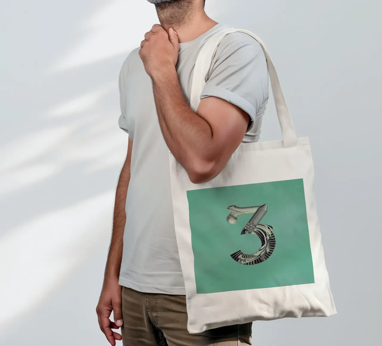Steampunk Alphabet Number 3 borsa in juta da Birgit Palma
