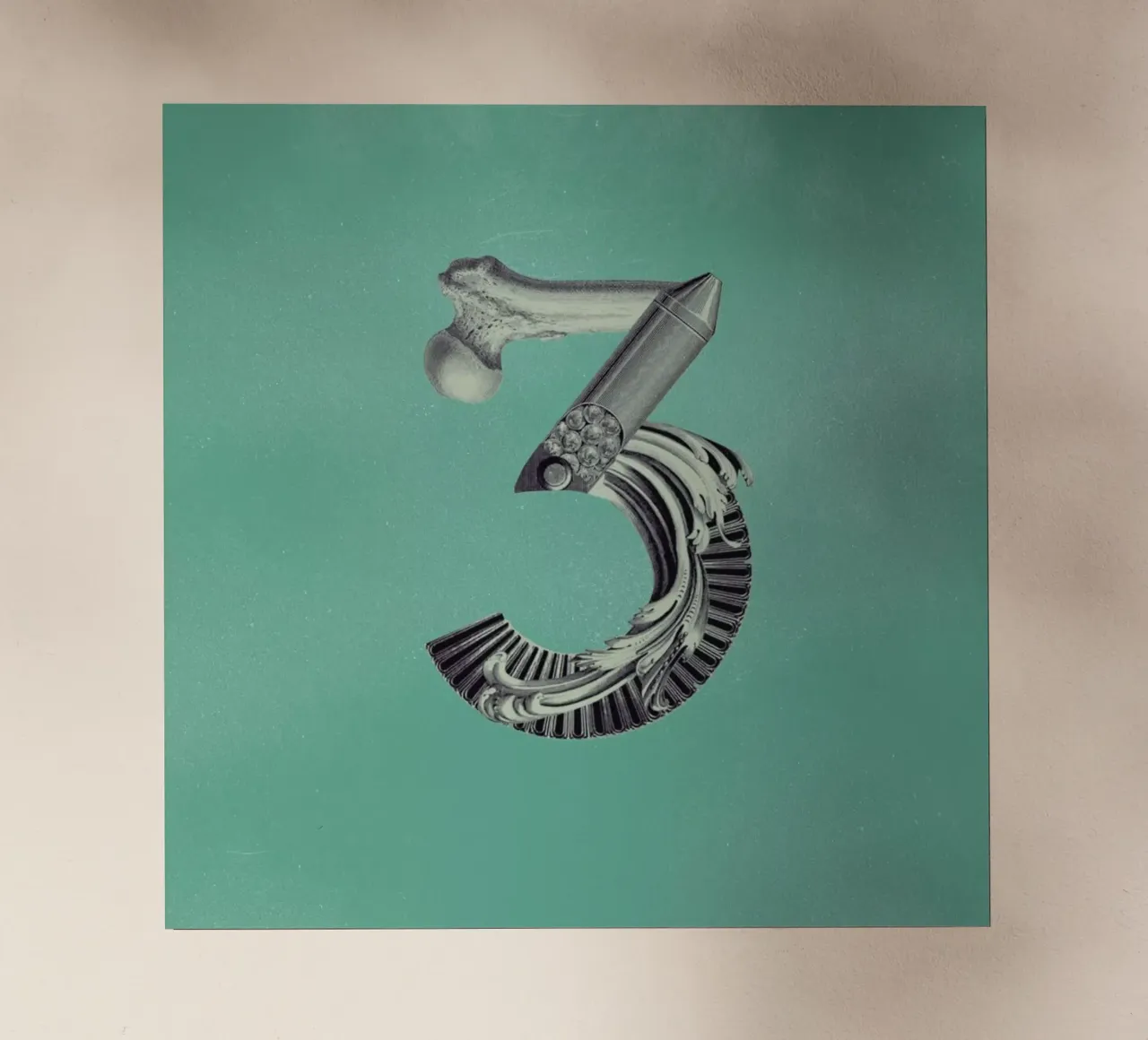 Steampunk Alphabet Number 3 pellicola backlit da Birgit Palma