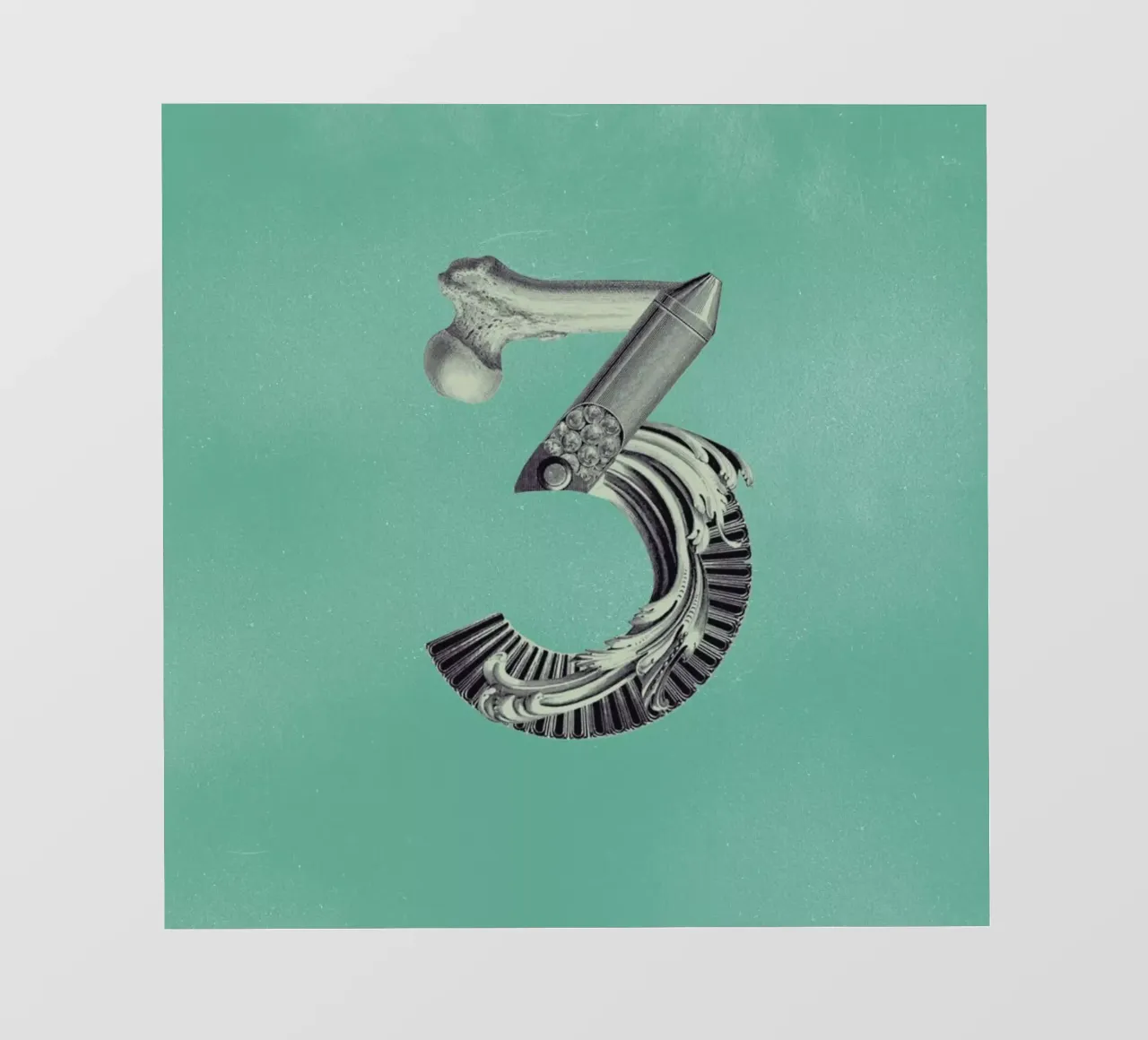 Steampunk Alphabet Number 3 pellicola backlit da Birgit Palma