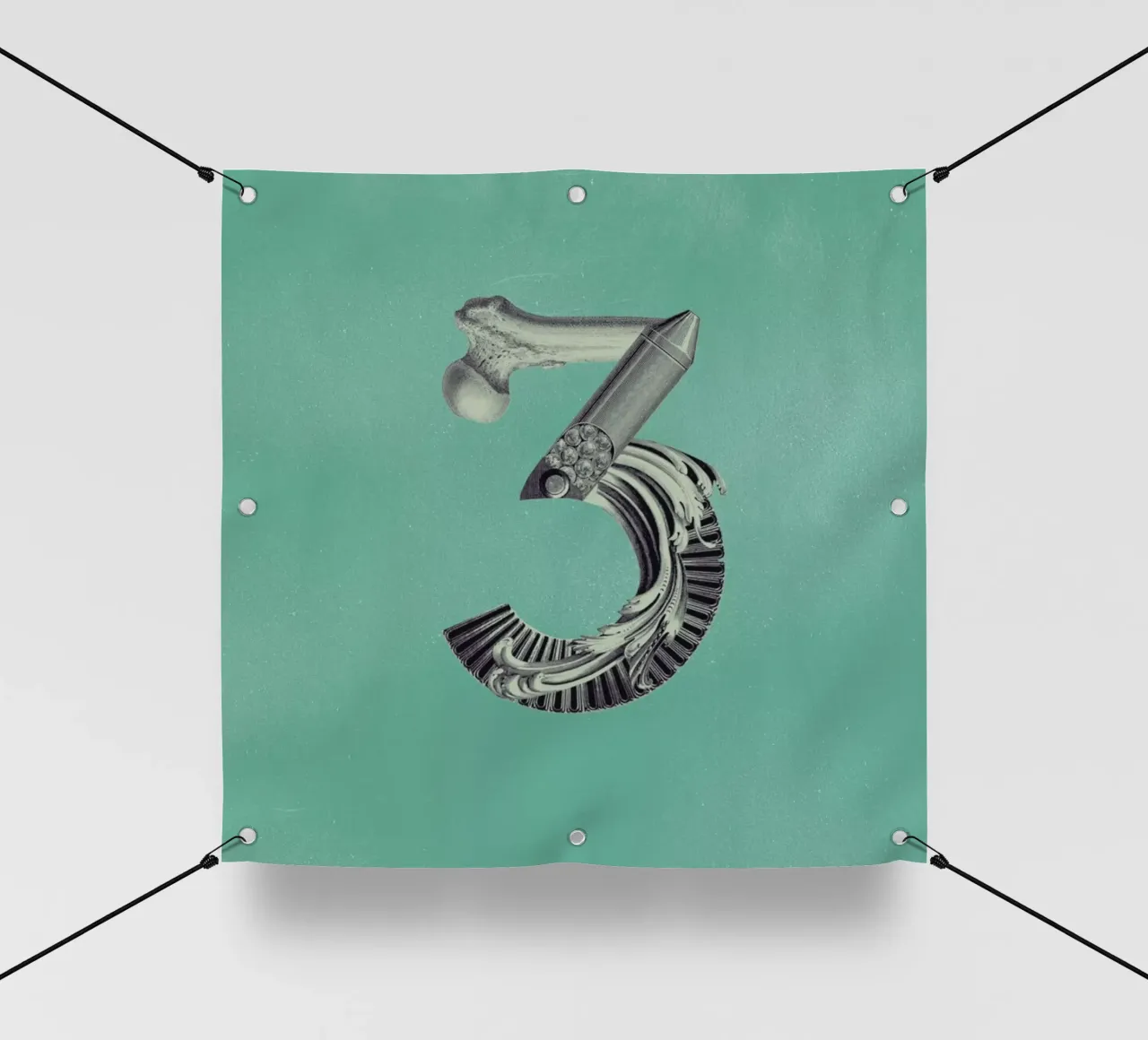 Steampunk Alphabet Number 3 telo in pvc da Birgit Palma