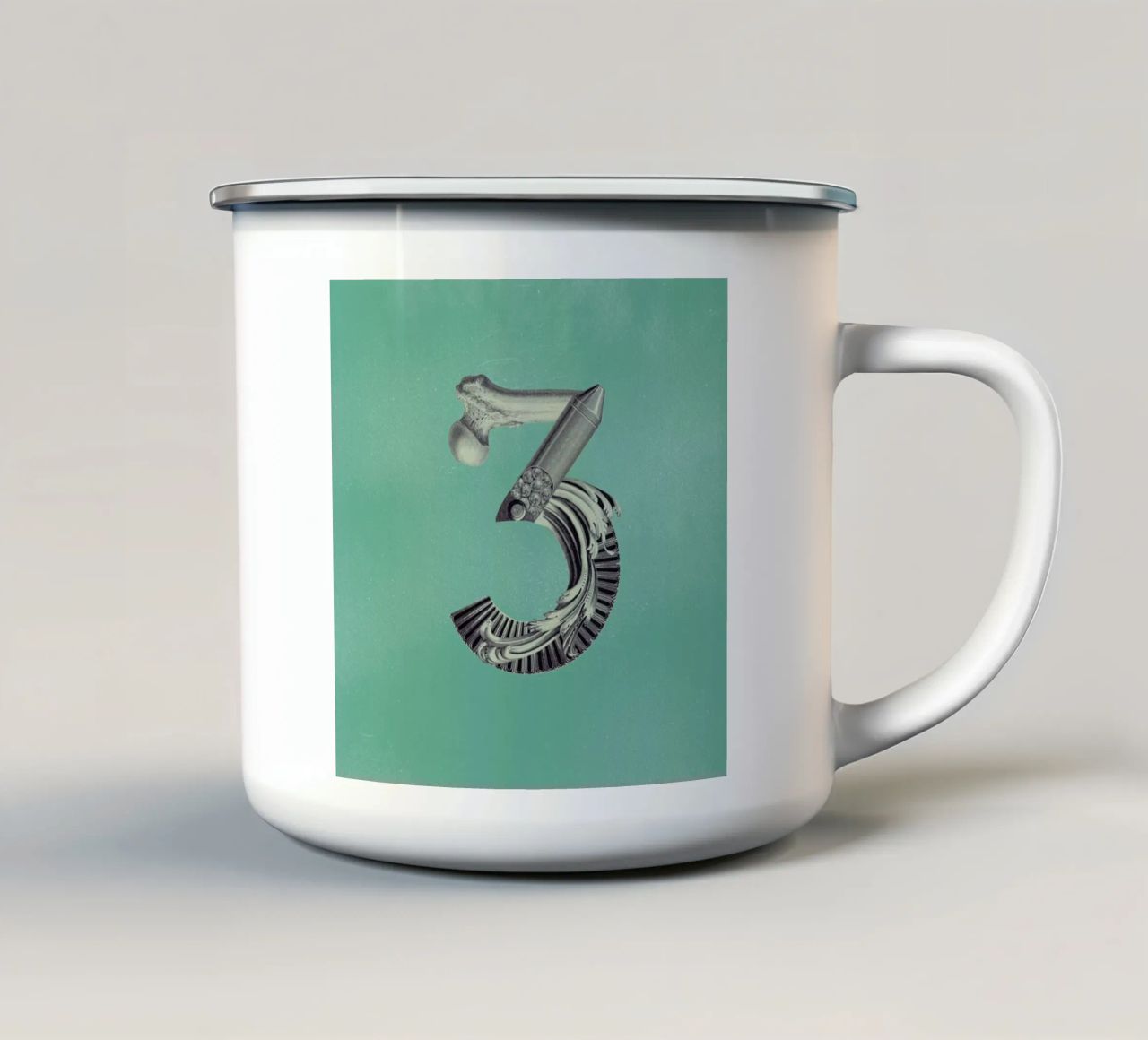 Steampunk Alphabet Number 3 tazza in smalto da Birgit Palma