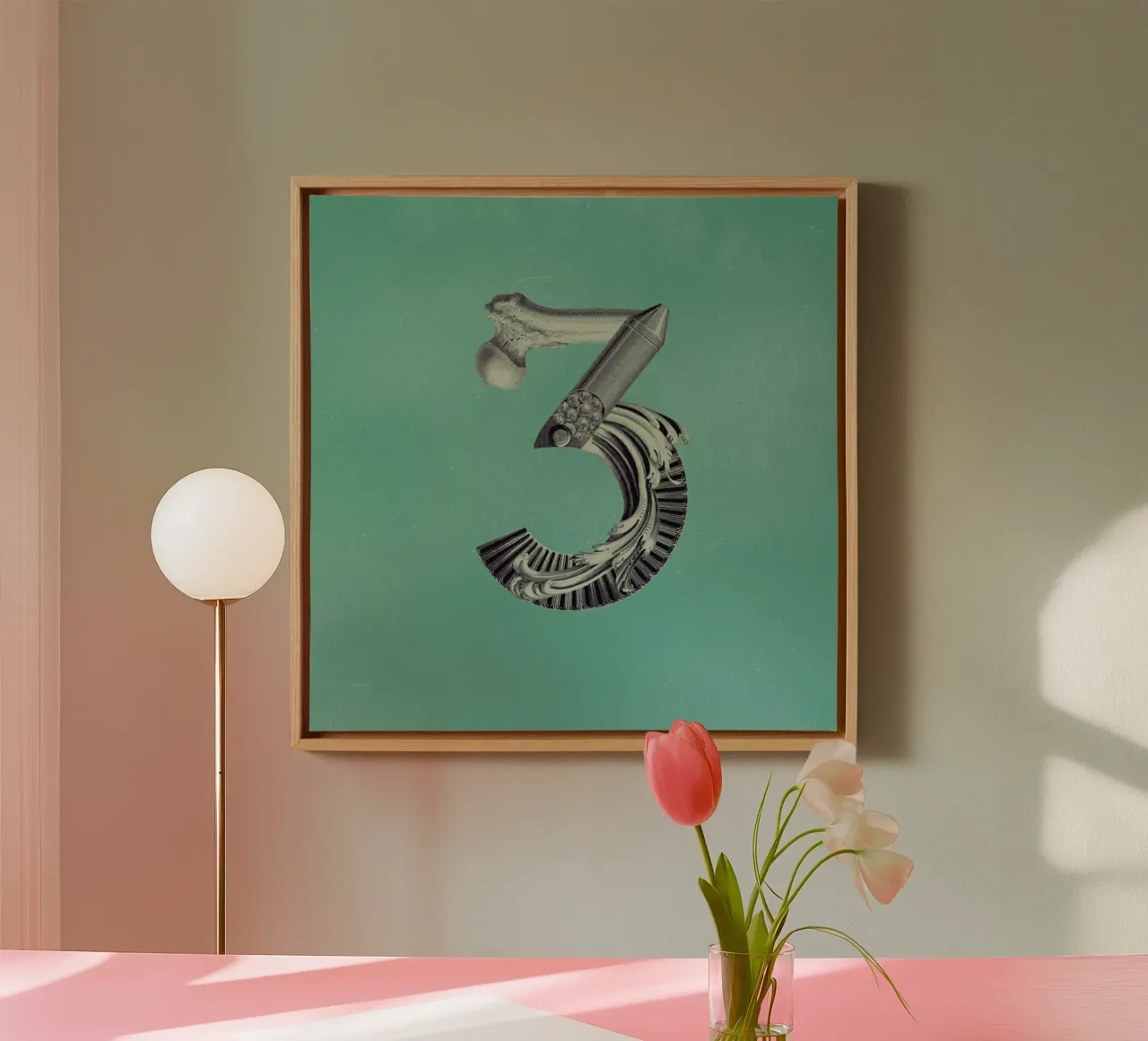 Steampunk Alphabet Number 3 canvas by Birgit Palma