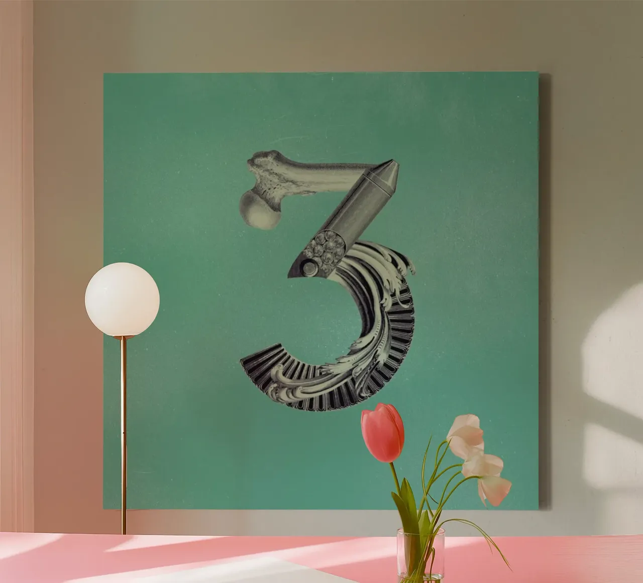Steampunk Alphabet Number 3 canvas by Birgit Palma