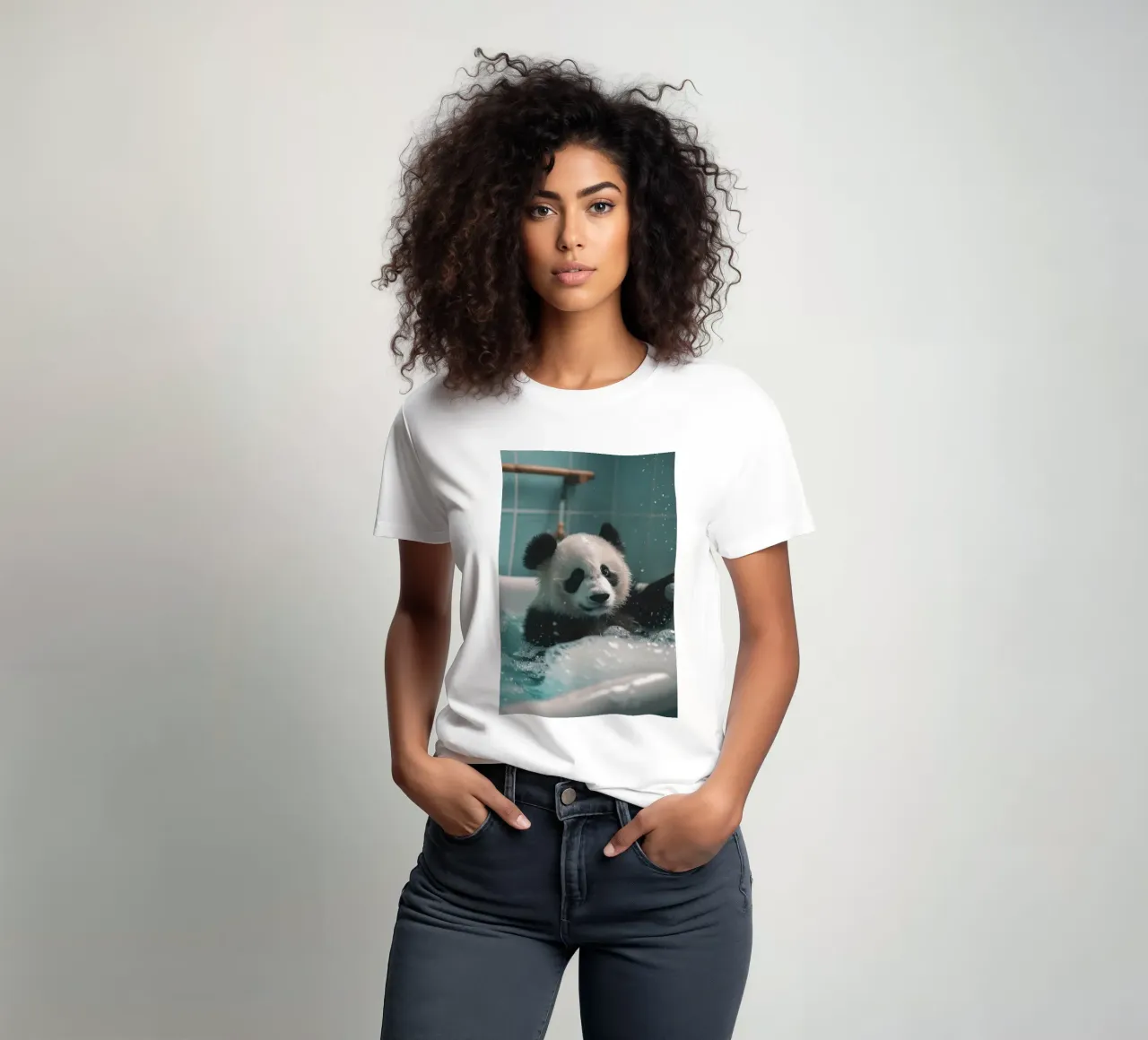 Panda in the foam bath t-shirt da LisaArtes