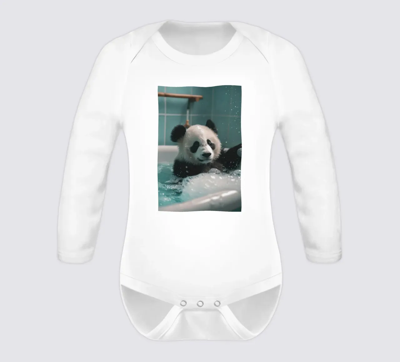 Panda in the foam bath Langarm Babybody von LisaArtes