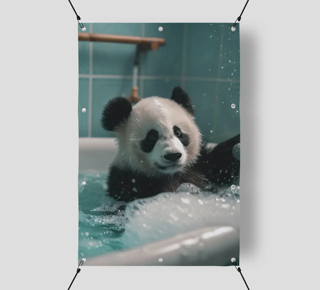 Panda in the foam bath telo in pvc da LisaArtes