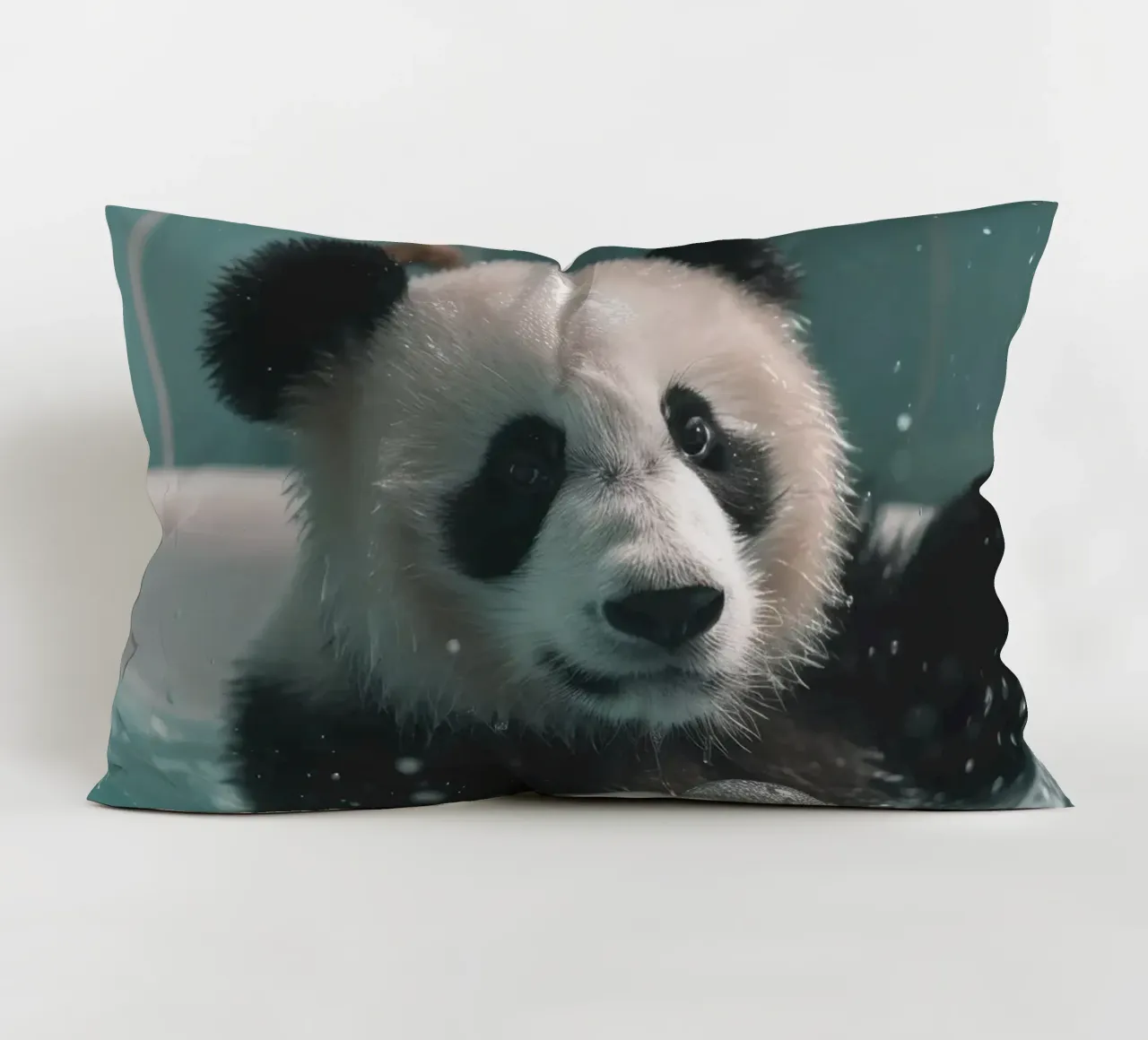Panda in the foam bath cuscino da LisaArtes