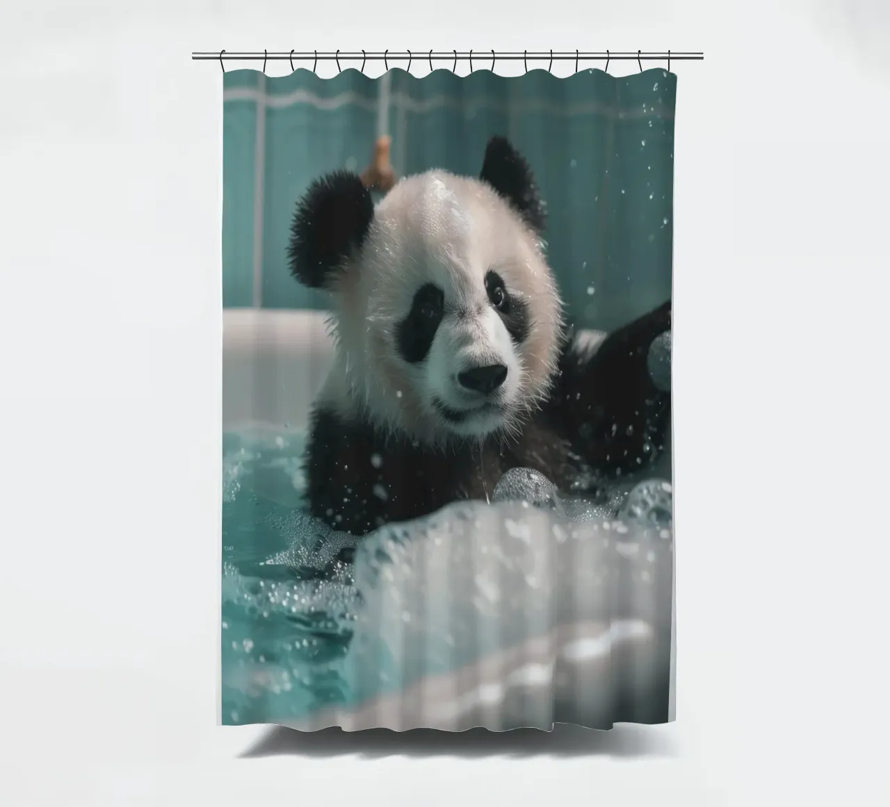 Panda in the foam bath tenda da doccia da LisaArtes