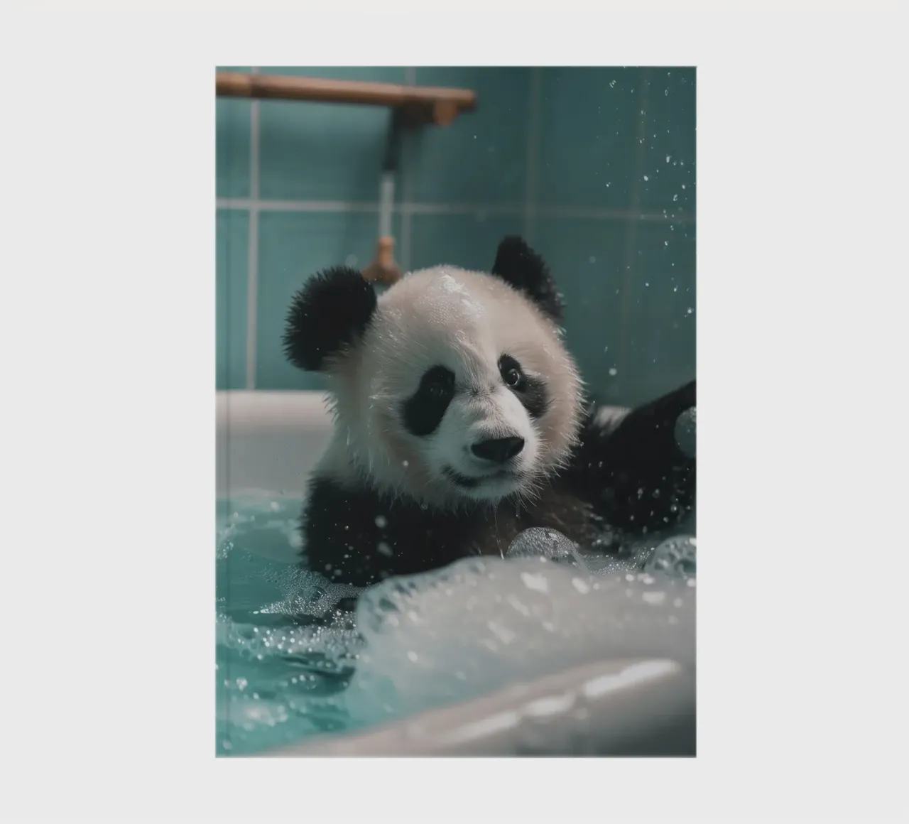 Panda in the foam bath notebook by LisaArtes