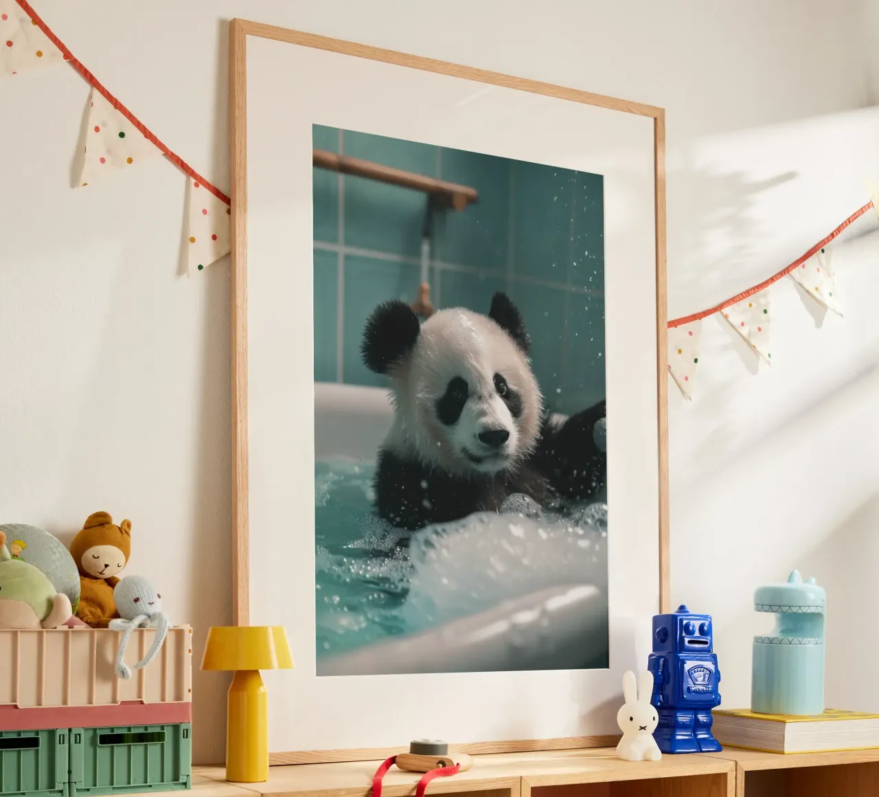 Panda in the foam bath carta hahnemühle da LisaArtes