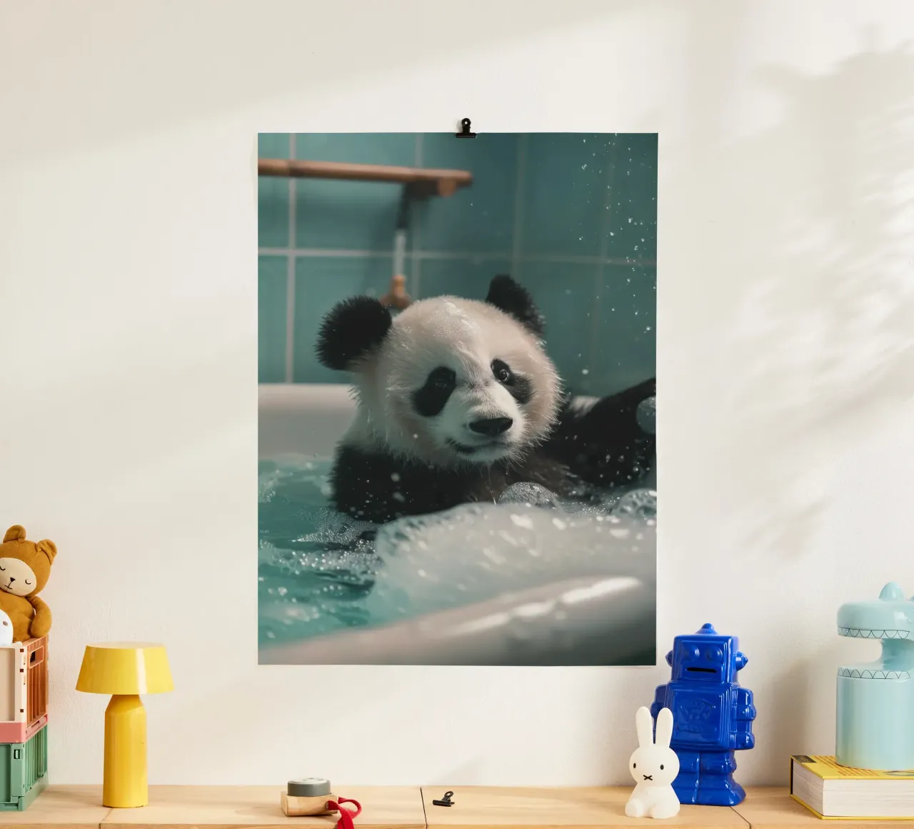 Panda in the foam bath carta hahnemühle da LisaArtes