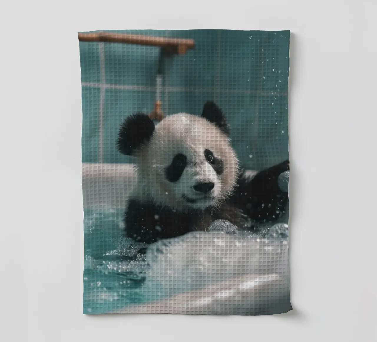 Panda in the foam bath canovaccio da cucina da LisaArtes