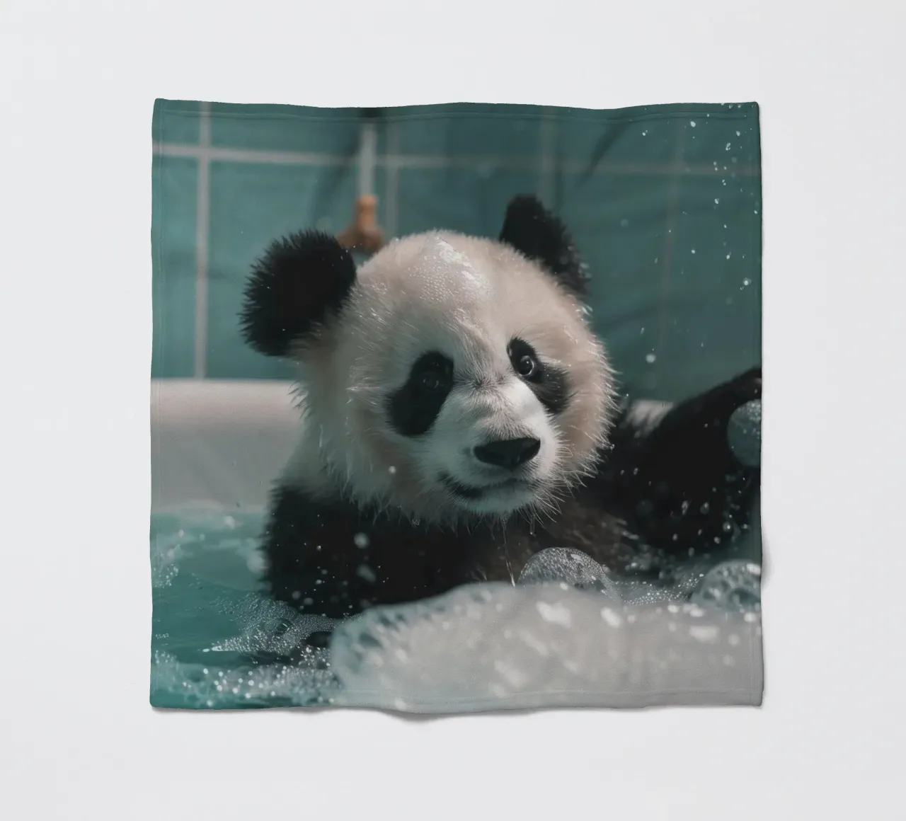 Panda in the foam bath coperta in pile da LisaArtes