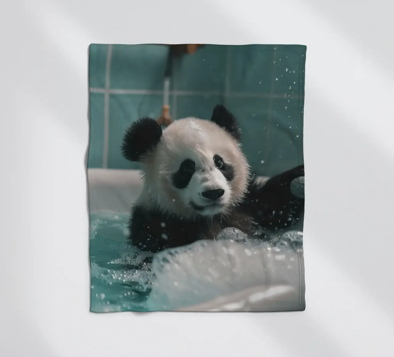 Panda in the foam bath coperta in pile da LisaArtes