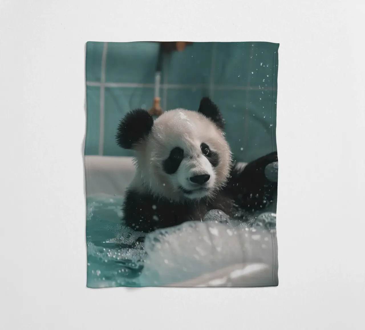 Panda in the foam bath coperta in pile da LisaArtes