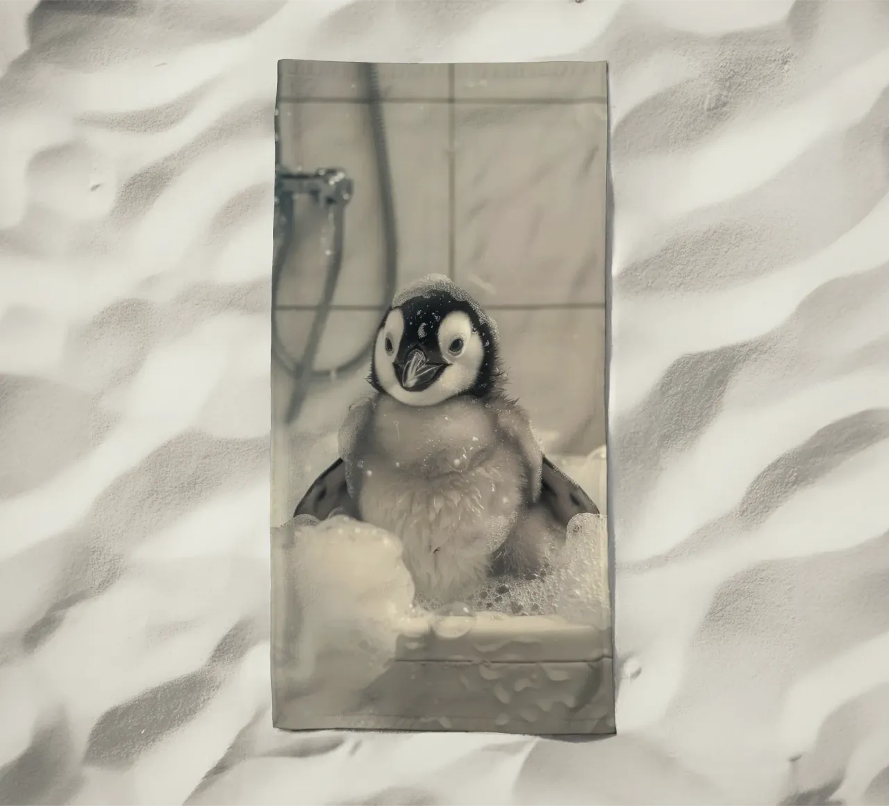 Penguin and soap bubbles telo mare da LisaArtes