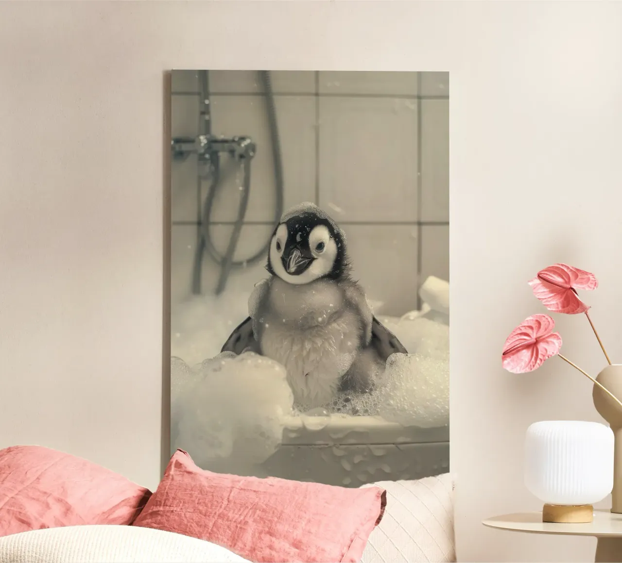 Penguin and soap bubbles tela da LisaArtes