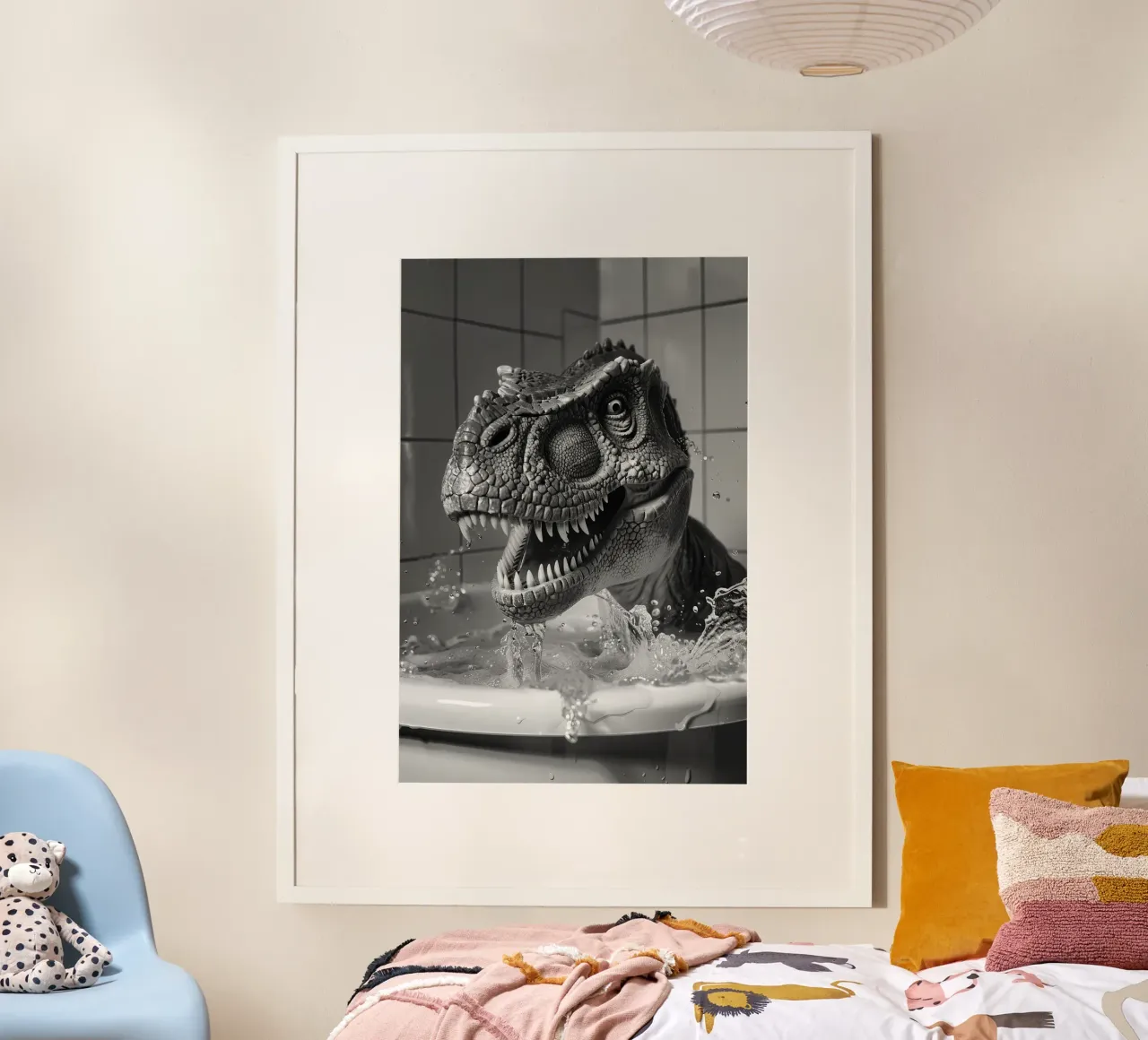 Dinosaur having fun in the bathtub poster da LisaArtes