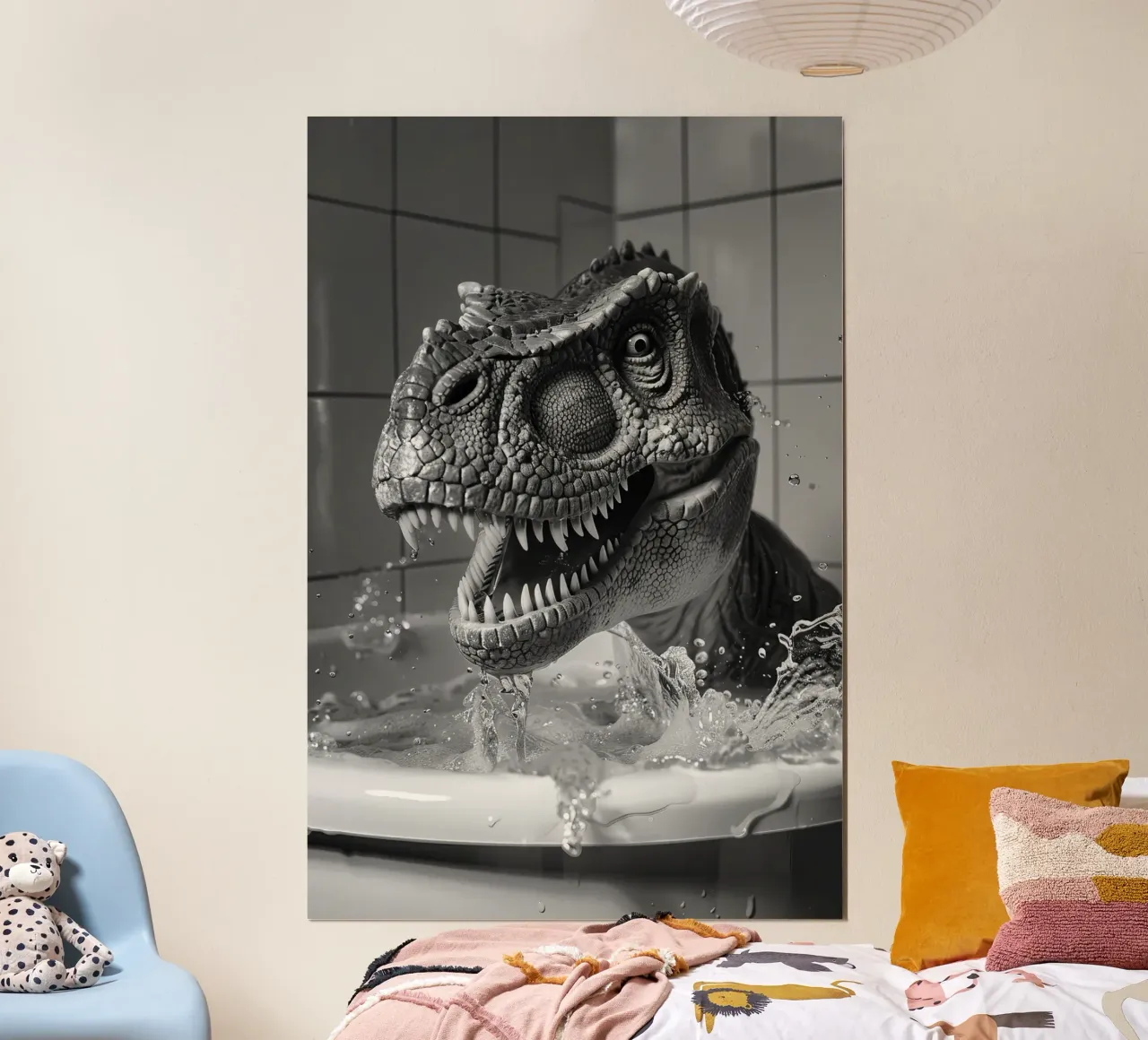 Dinosaur having fun in the bathtub poster da LisaArtes