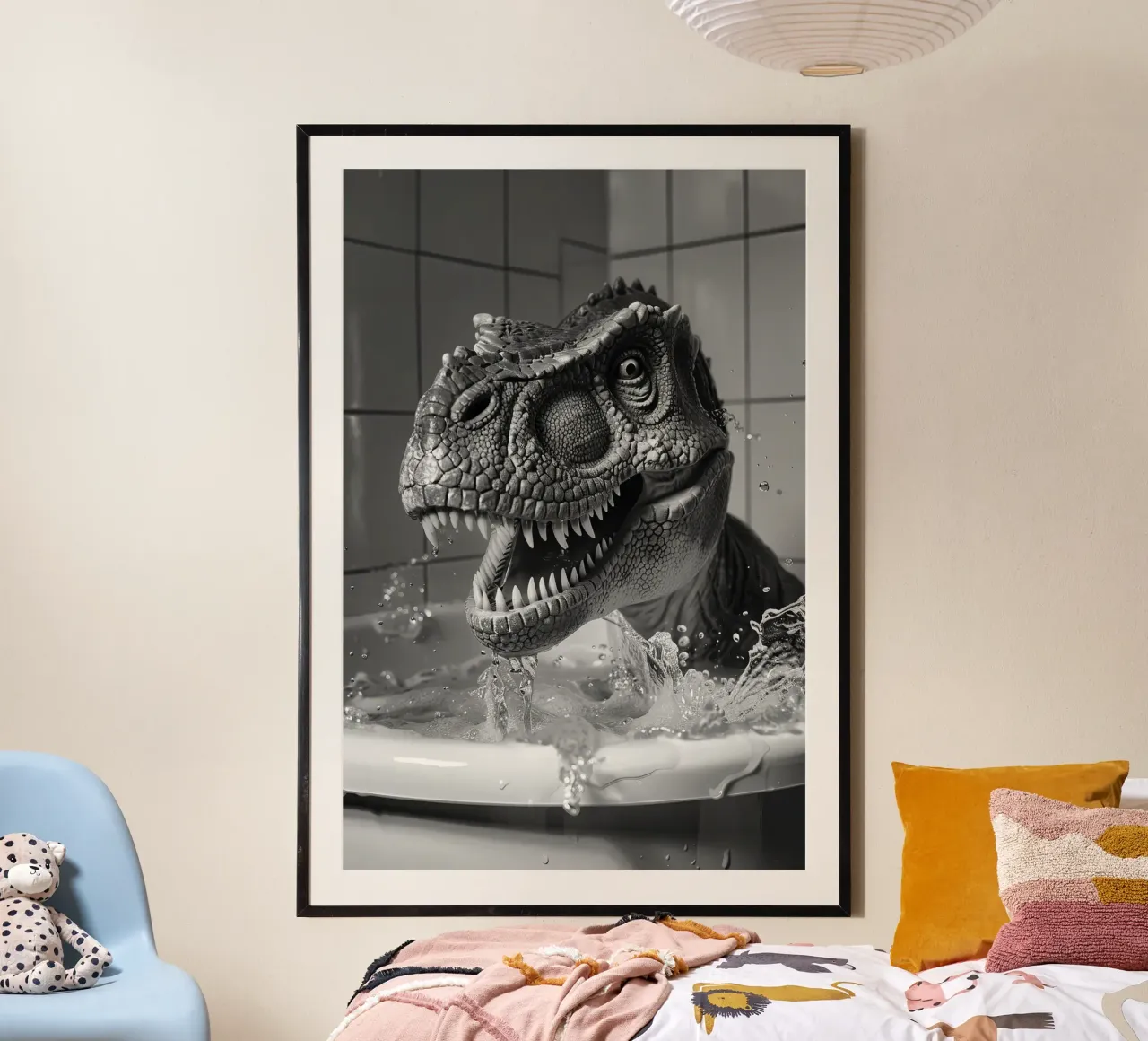 Dinosaur having fun in the bathtub poster da LisaArtes