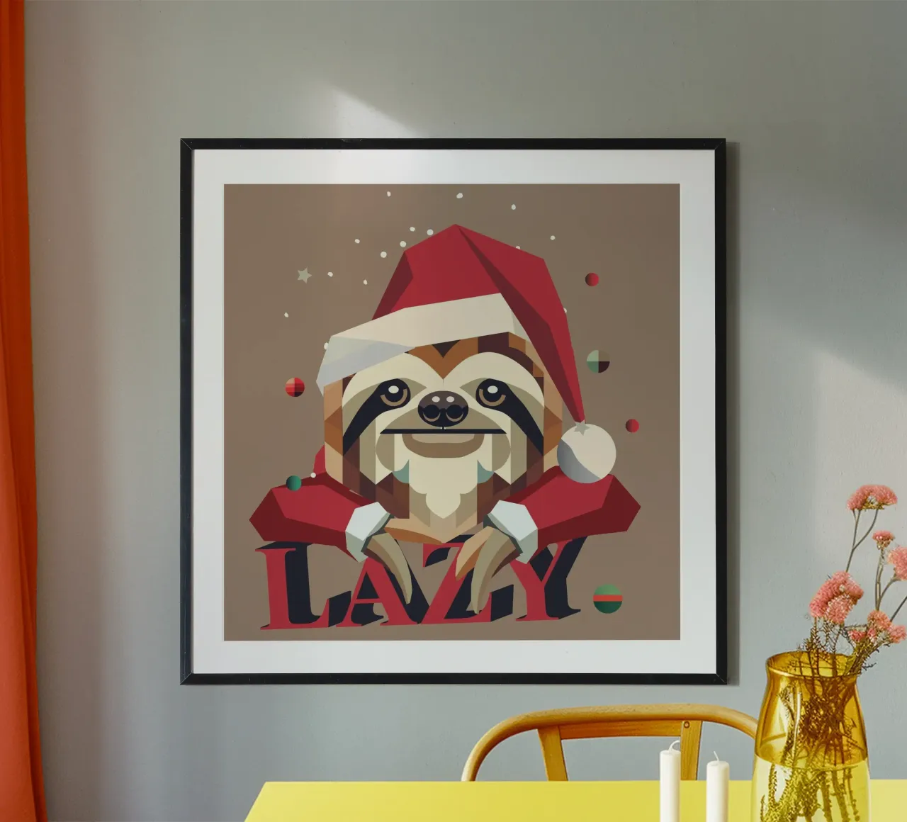 Cosy sloth in a Christmas look - humorous and festive hahnemühle by namosh