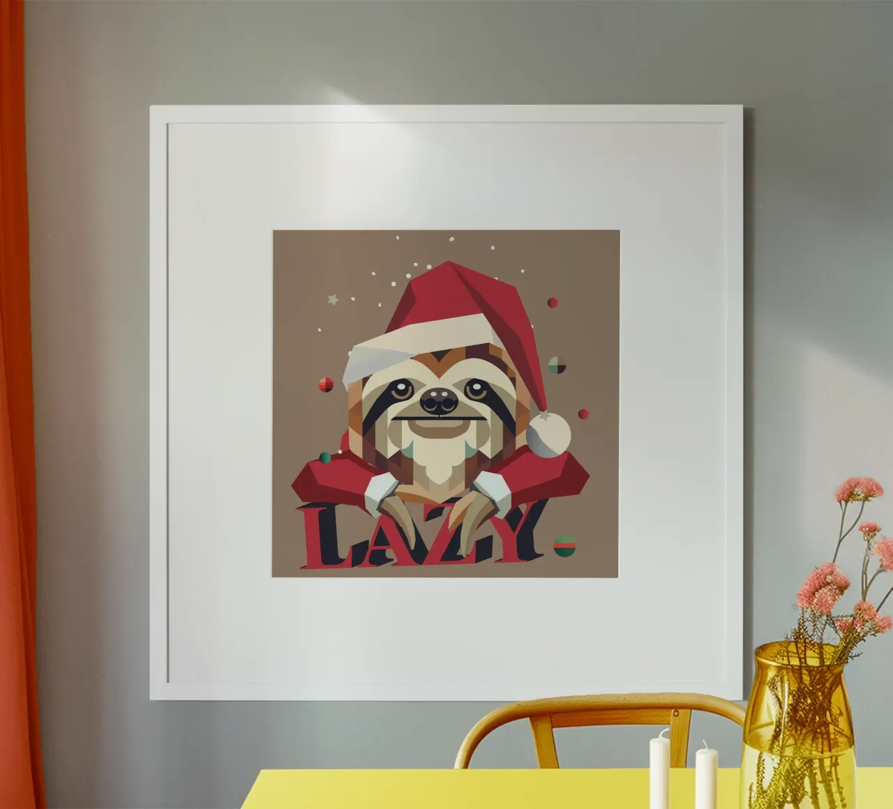 Cosy sloth in a Christmas look - humorous and festive hahnemühle by namosh