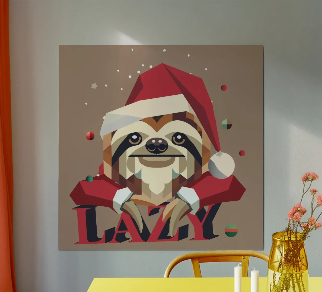 Cosy sloth in a Christmas look - humorous and festive hahnemühle by namosh