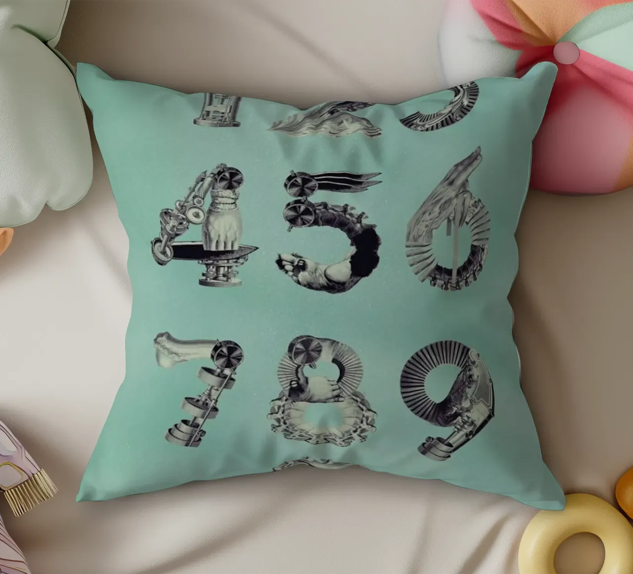 Steampunk Numbers 0-9 cojín de Birgit Palma