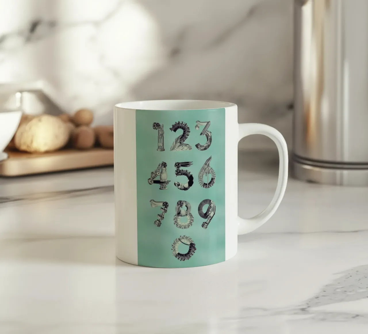 Steampunk Numbers 0-9 keramische mok van Birgit Palma