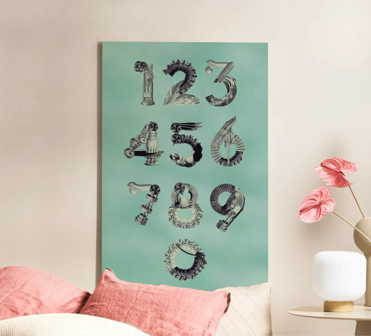 Steampunk Numbers 0-9 tela con Cornice a cassetta da Birgit Palma