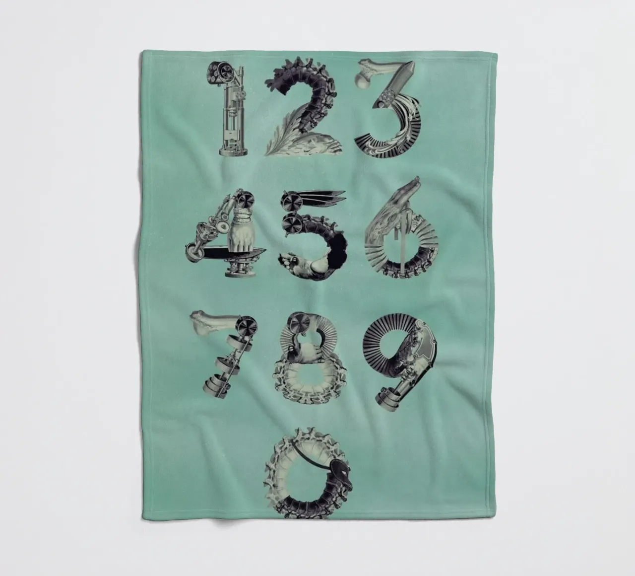Steampunk Numbers 0-9 coperta in pile da Birgit Palma