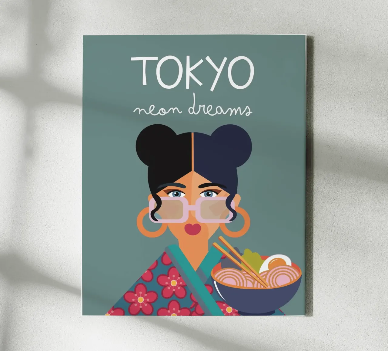 Tokio | Neon Dreams canvas met Baklijst van Ana Paniagua Design