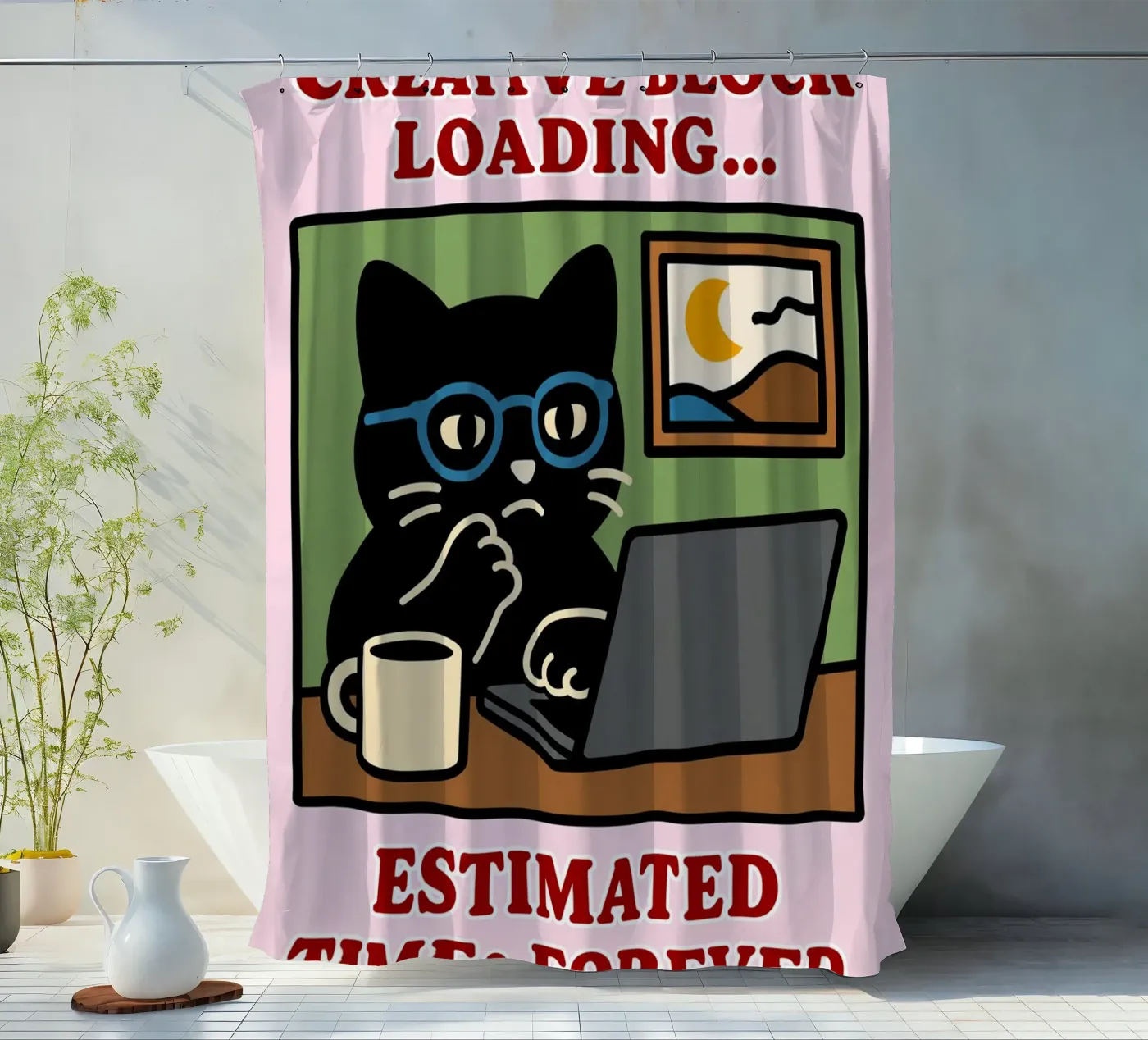 creative block loading shower curtain by toegoe