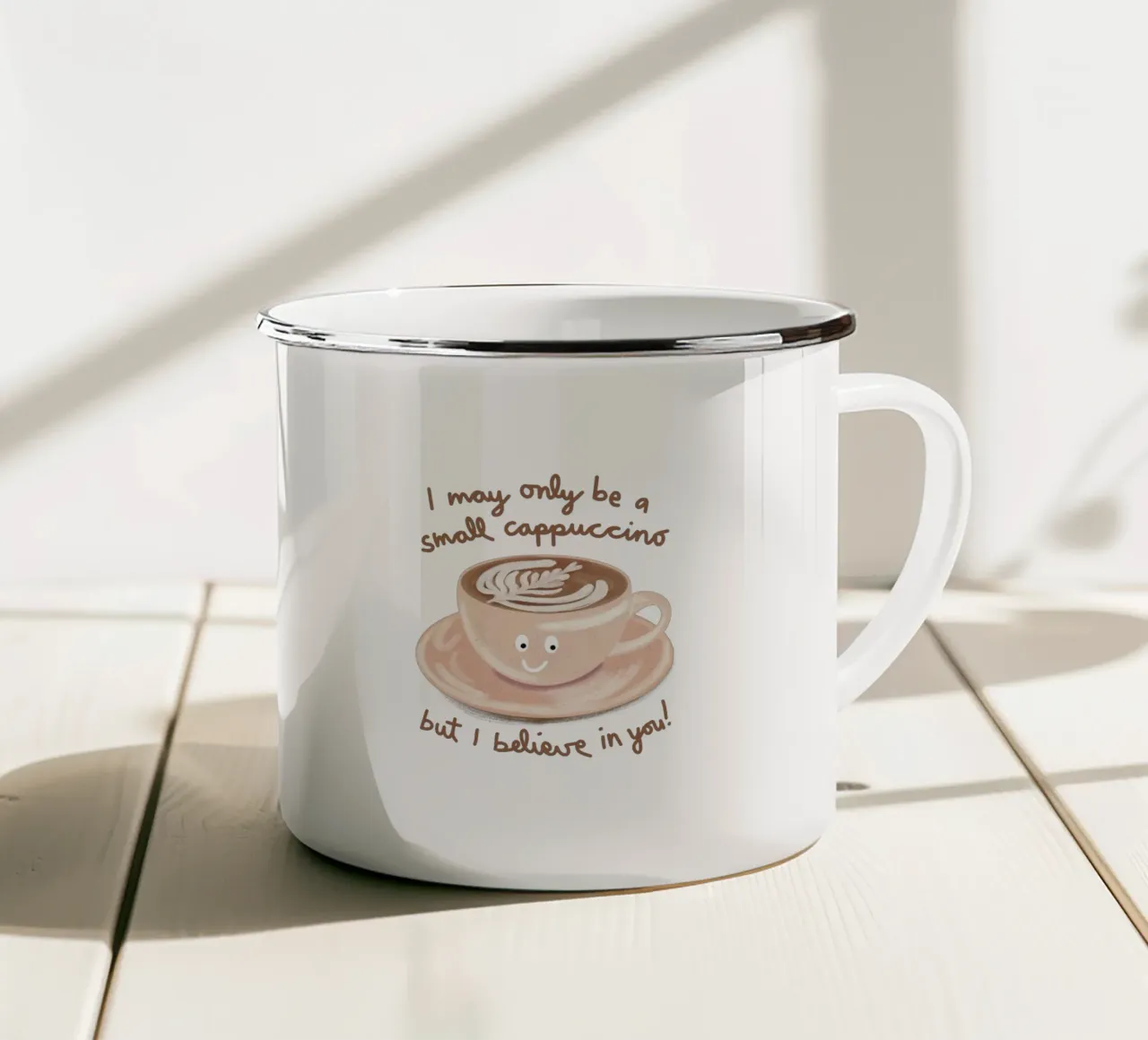 motivational cappuccino tazza in smalto da Illustration Raissa Oltmanns