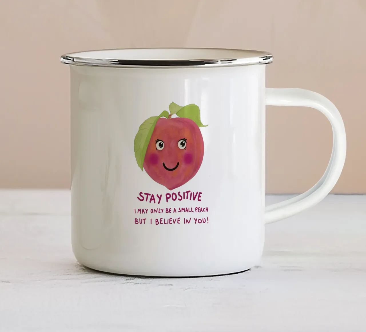 Positive Peach tazza in smalto da Illustration Raissa Oltmanns