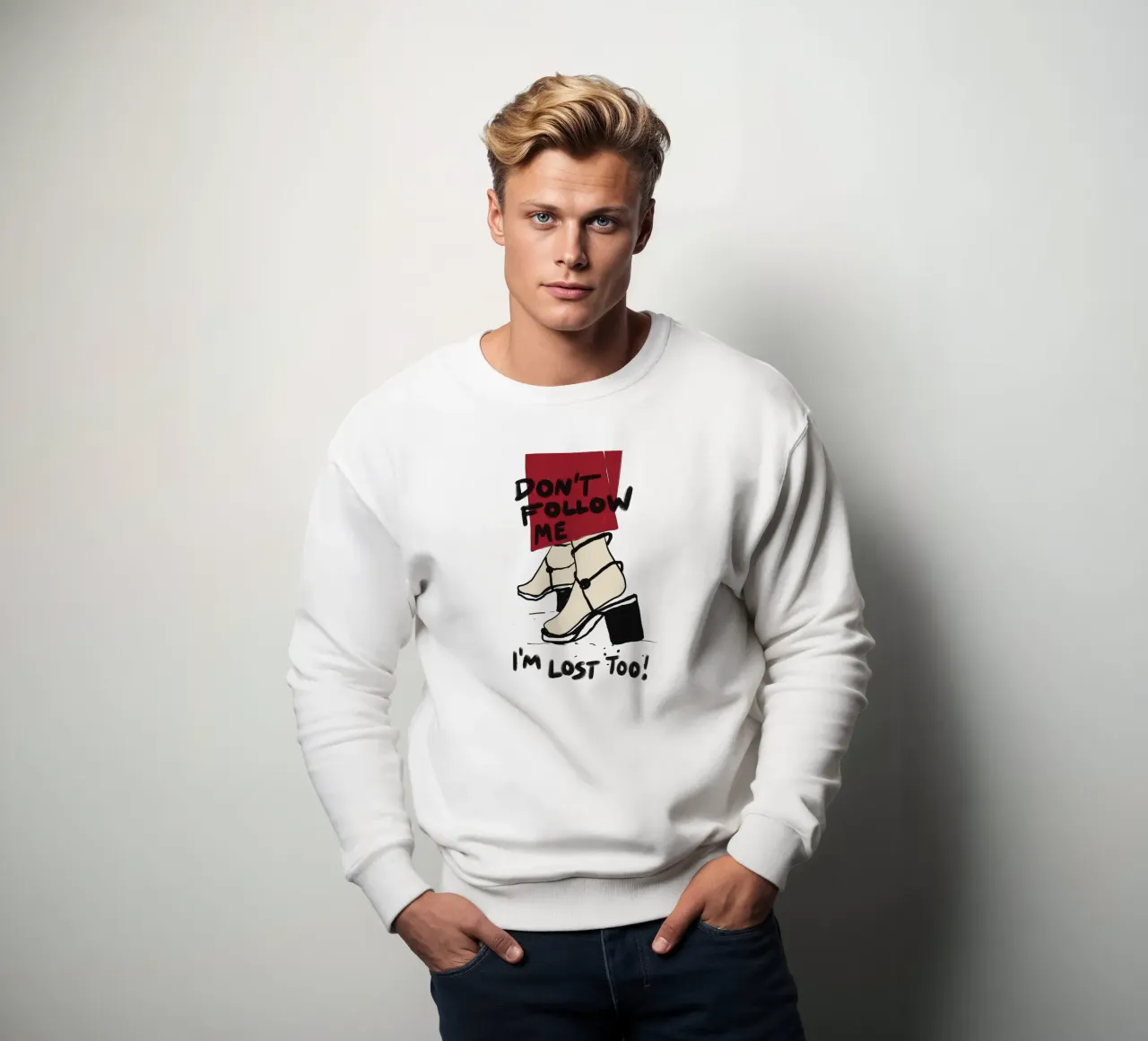 Don't follow me - I'm lost too sweatshirt van Illustration Raissa Oltmanns