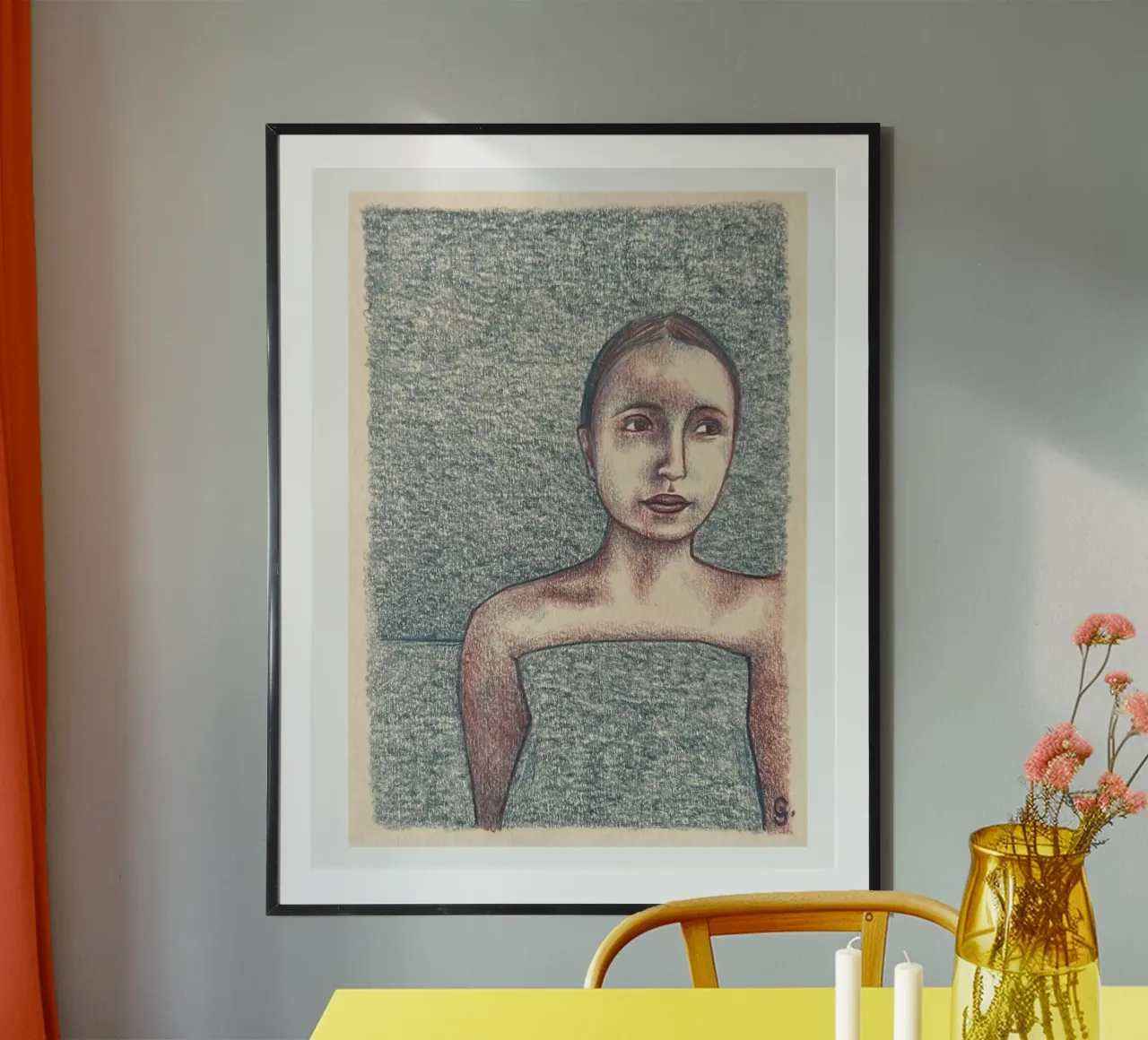 Ragazza che fa il bagno al mare poster con telaio in alluminio da Cécile Jeanne