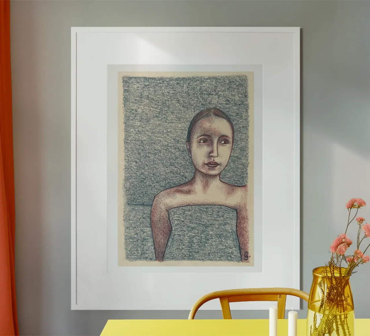 Ragazza che fa il bagno al mare poster con telaio in alluminio da Cécile Jeanne