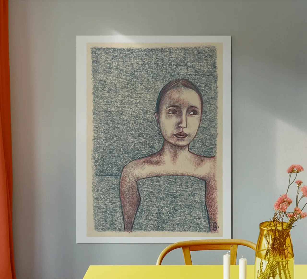 Ragazza che fa il bagno al mare poster con telaio in alluminio da Cécile Jeanne