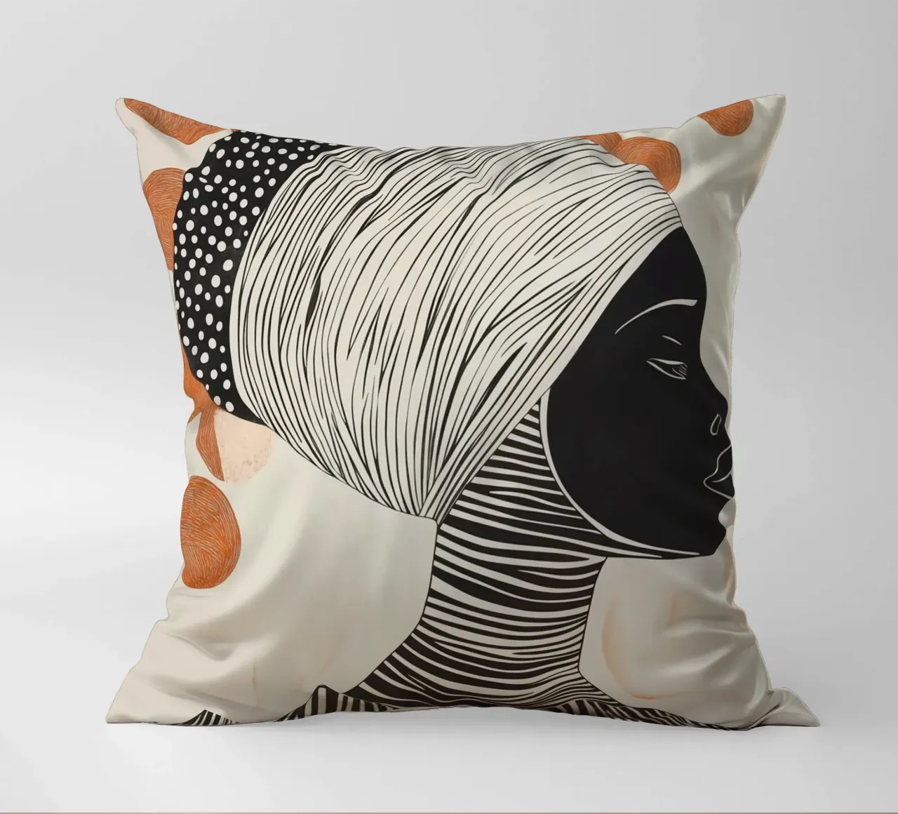 Donna africana con risograph a pois cuscino da Autofocus