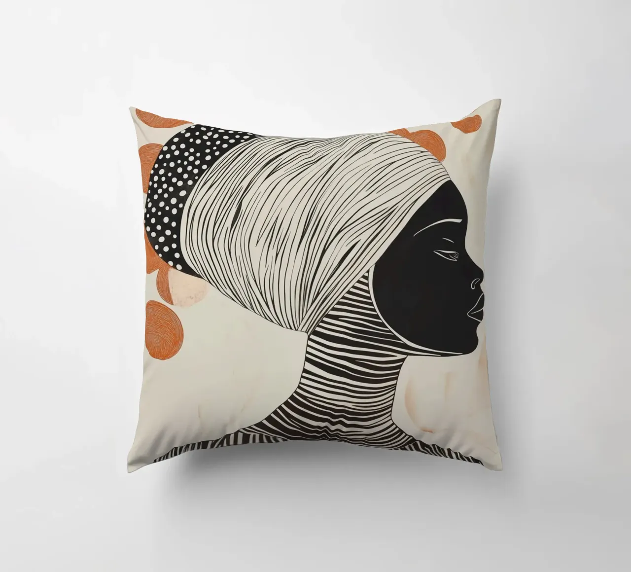 Donna africana con risograph a pois cuscino da Autofocus